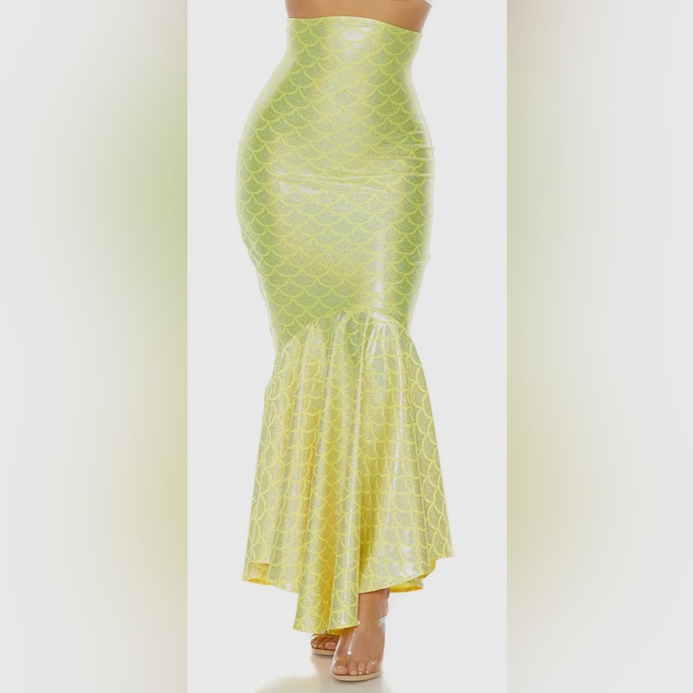 Mermaid Style Shimmer Skirt - Green or Orange - Picture 2 of 4